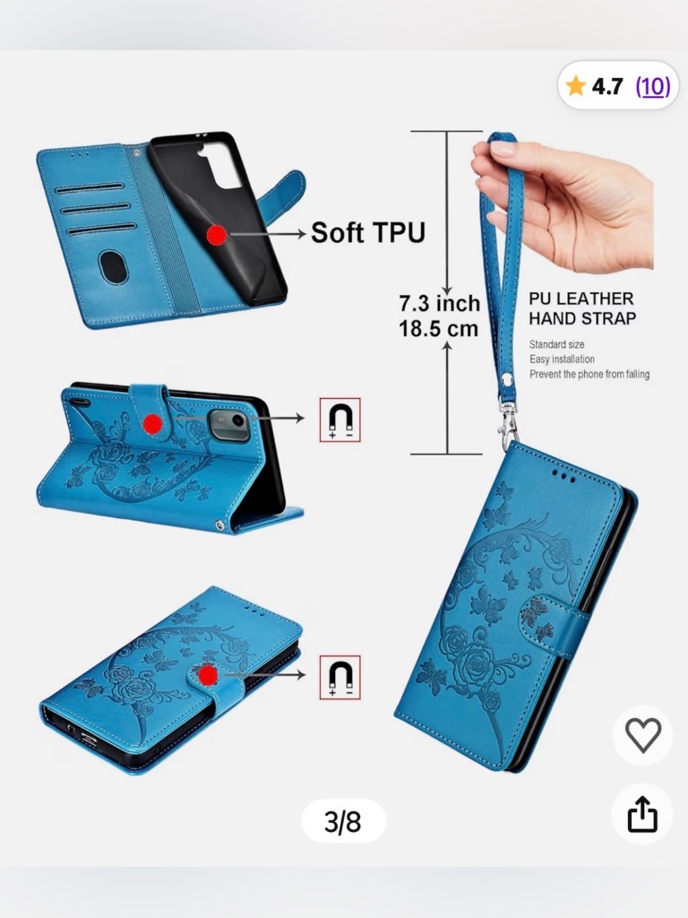 NWT~ iPhone 17 Pro Wallet Wristlet Case w/ RFID Protection~Teal - Picture 2 of 7
